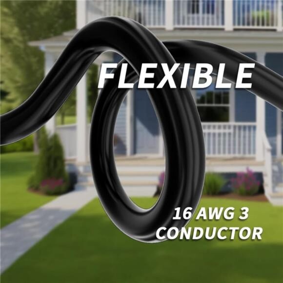 16/3 Gauge 200 ft Extension Cord Outdoor Black Waterproof,Cold Weatherproof-58°F - Picture 6 of 8